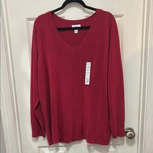 Cozy Raspberry V-Neck Sweater